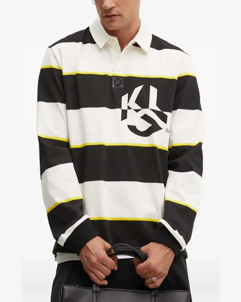 Karl Lagerfeld logo-print striped polo shirt - Weiß Weiß