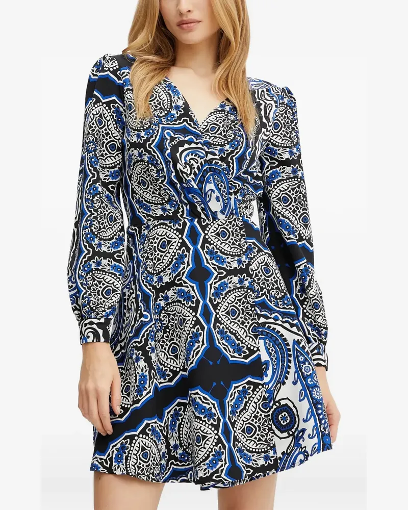 Morgan Langärmeliges Minikleid mit Paisley-Print - Schwarz Schwarz