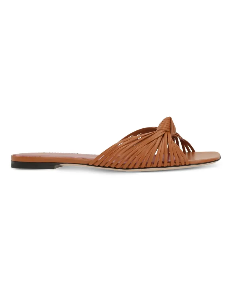 Valentino Garavani knotted leather flat sandals - Nude Nude
