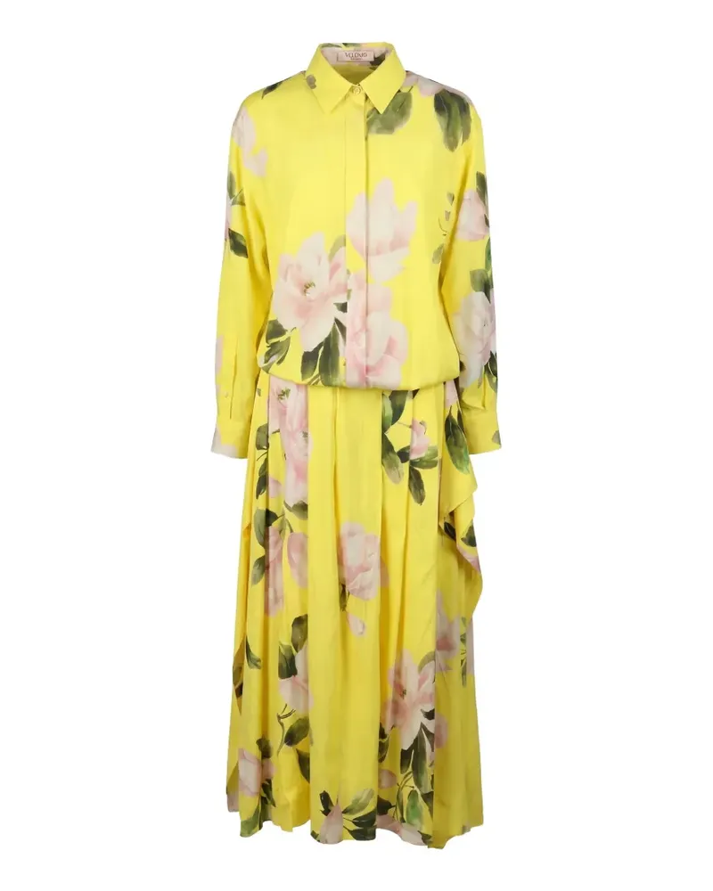 Valentino Garavani Seidenkleid mit Blumenprint - Gelb Gelb