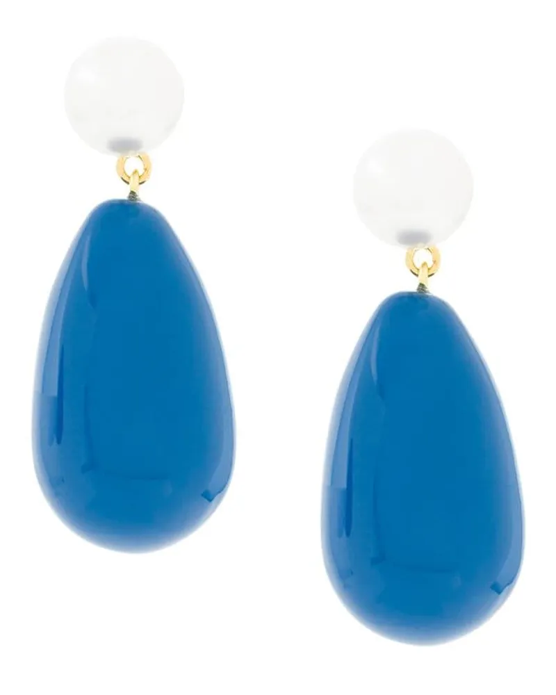 Eshvi Hängeohrringe mit Perle - Blau Blau