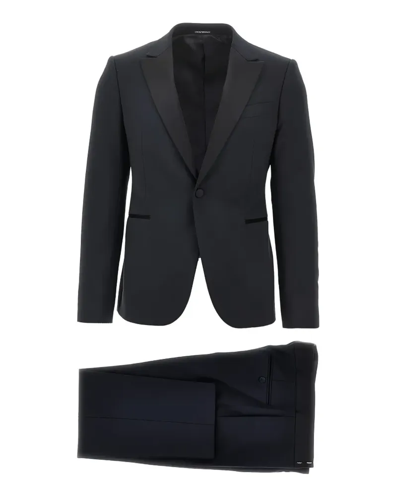 Emporio Armani satin-lapel suit - Blau Blau