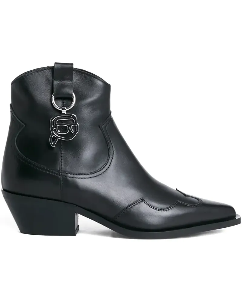 Karl Lagerfeld Cowboystiefel mit Reißverschlussdetail - Schwarz Schwarz