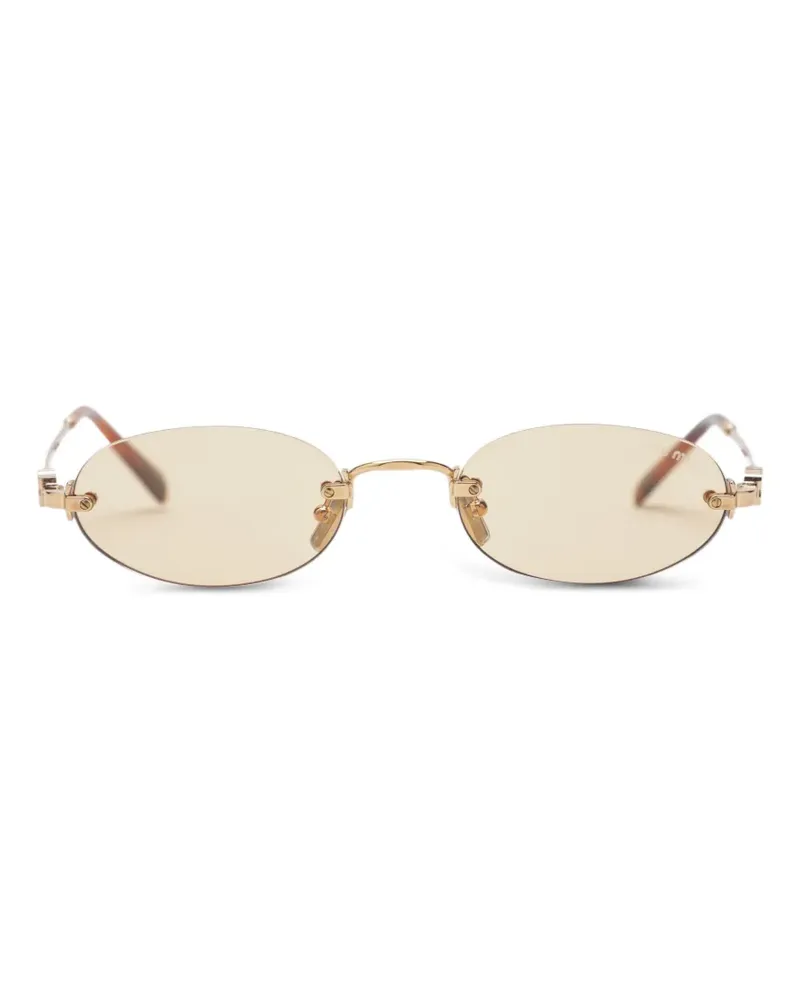 Miu Miu Rahmenlose Sonnenbrille mit Logo-Schild - Gold Gold