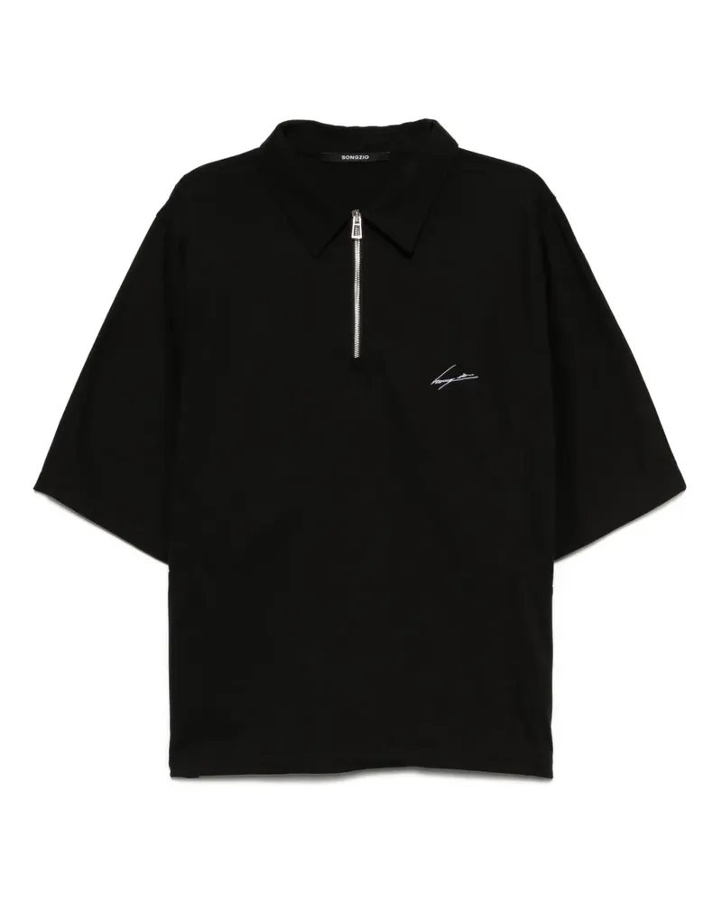 SONGZIO Aquarelle-Dolman Poloshirt - Schwarz Schwarz