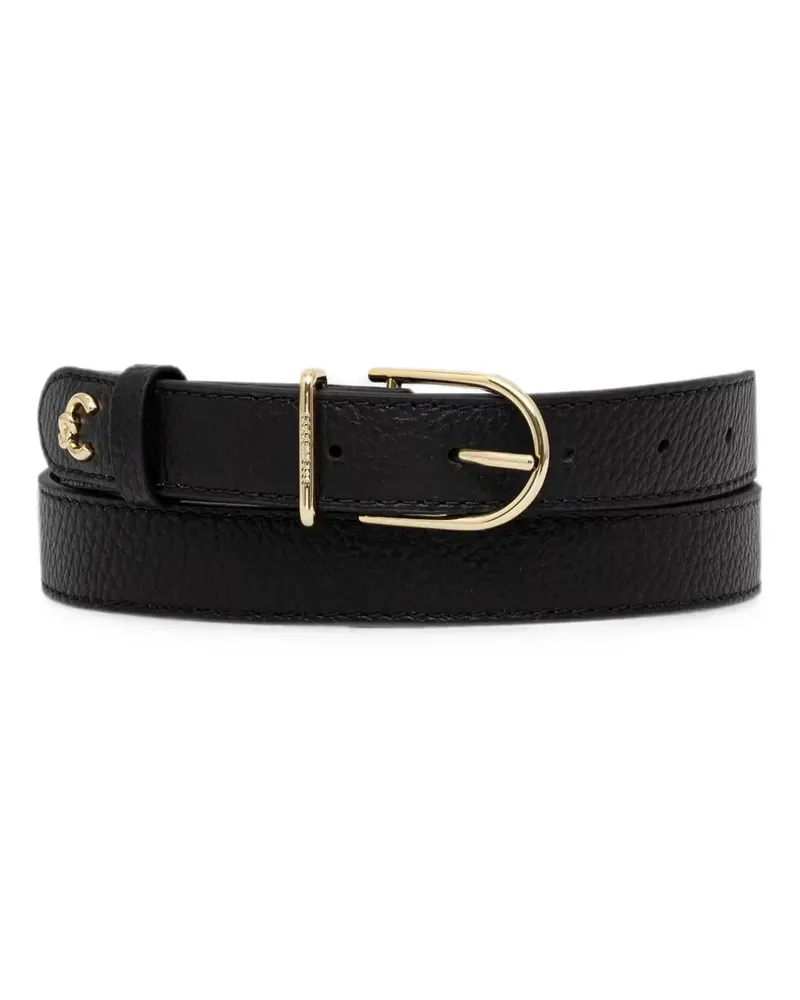 Coccinelle logo-plaque pebbled belt - Schwarz Schwarz