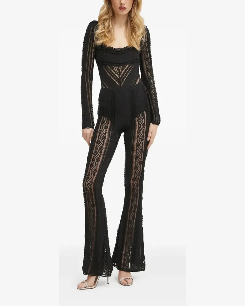 Charo Ruiz Jumpsuit mit Spitzeneinsätzen - Schwarz Schwarz