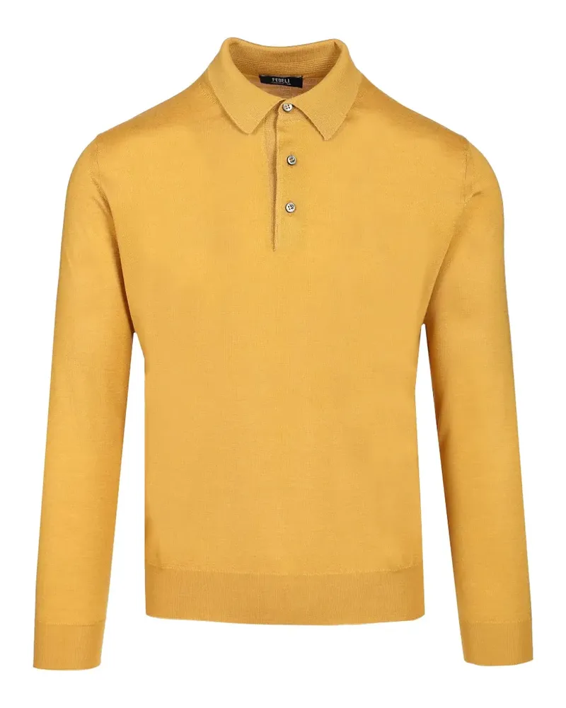 Fedeli Fein gestrickter Polo-Pullover - Gelb Gelb