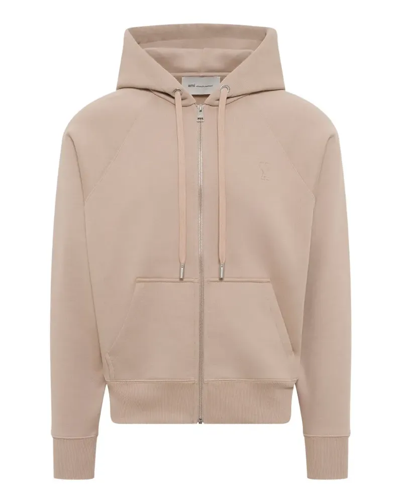 AMI Paris Ami De Coeur embossed hoodie - Nude Nude
