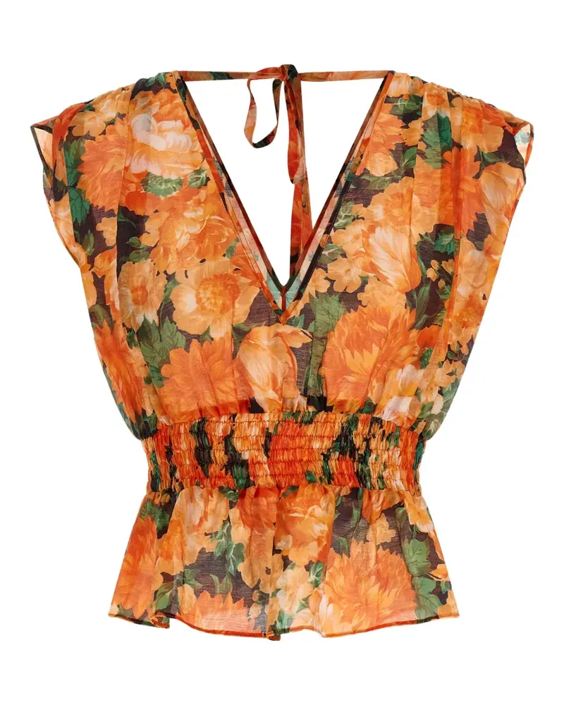 Pinko botanical garden V-neck top - Orange Orange