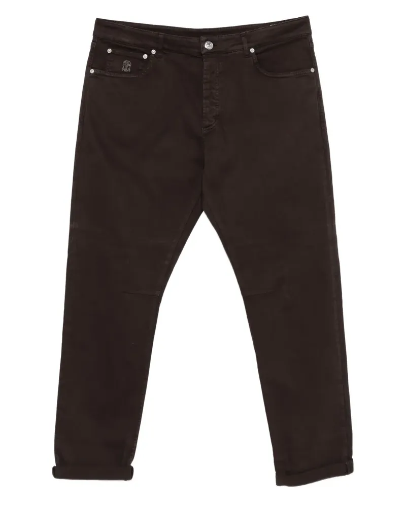 Brunello Cucinelli Jeans mit Logo-Stickerei - Braun Braun