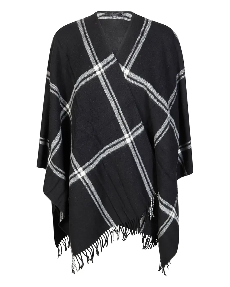 Max Mara Cape mit Schottenkaro - Schwarz Schwarz