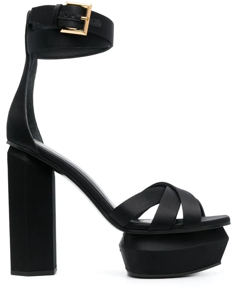 Balmain Satin-Sandalen mit Plateau - Schwarz Schwarz