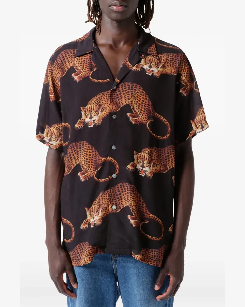 ENDLESS JOY Leopardo Hemd mit grafischem Print - Schwarz Schwarz