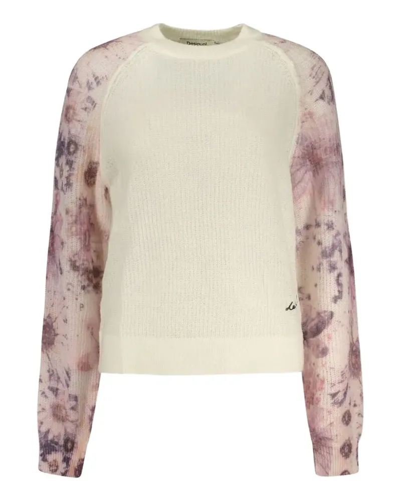 Desigual Pullover mit Raglanärmeln und Blumenprint - Nude Nude