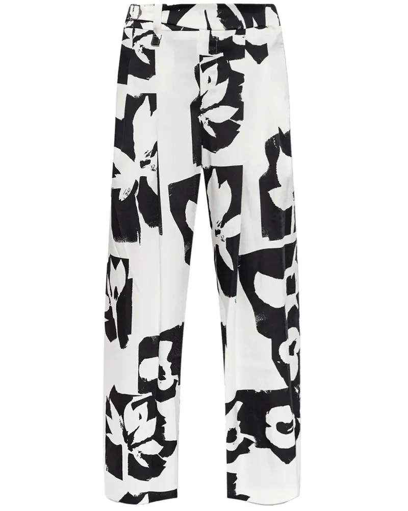 Issey Miyake Hose mit abstraktem Print - Weiß Weiß