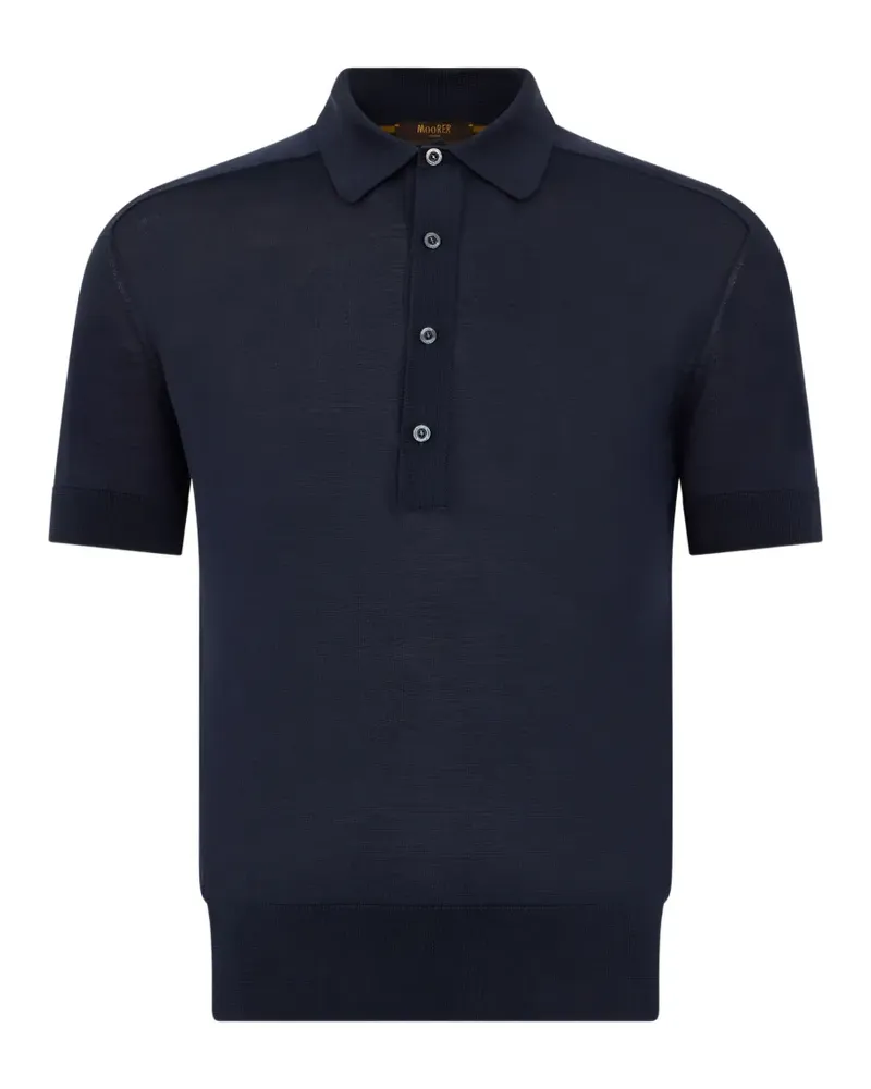 MOORER Poloshirt mit Ärmeln - Blau Blau