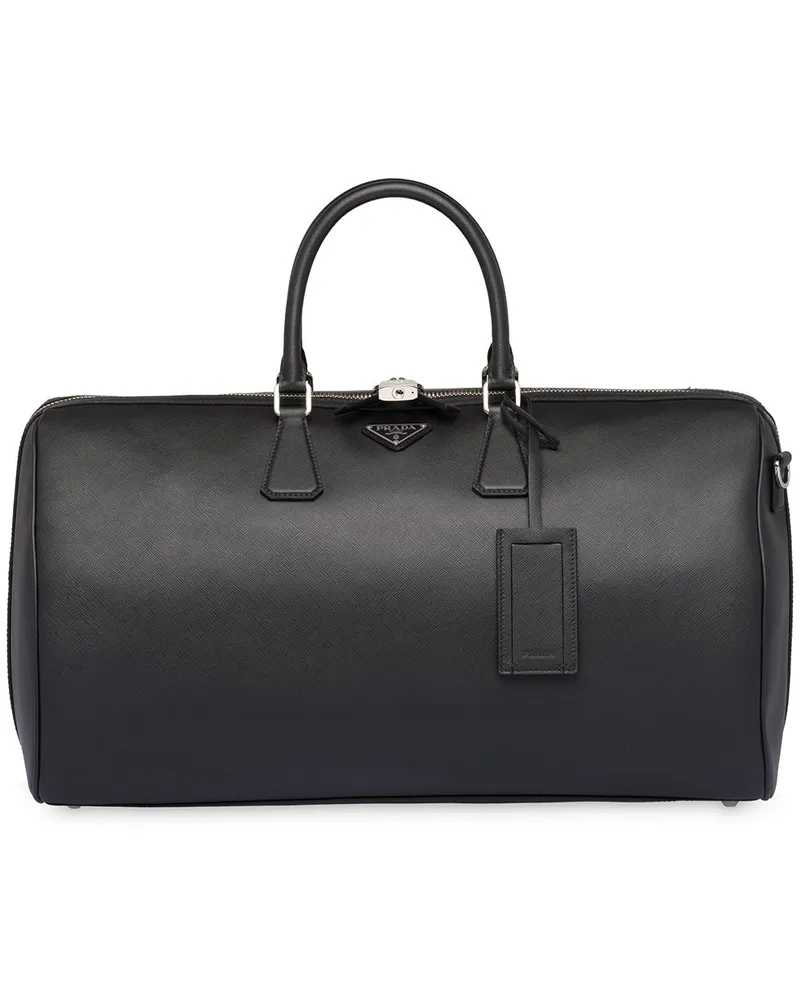 Prada Reisetasche mit Saffiano-Besatz Schwarz