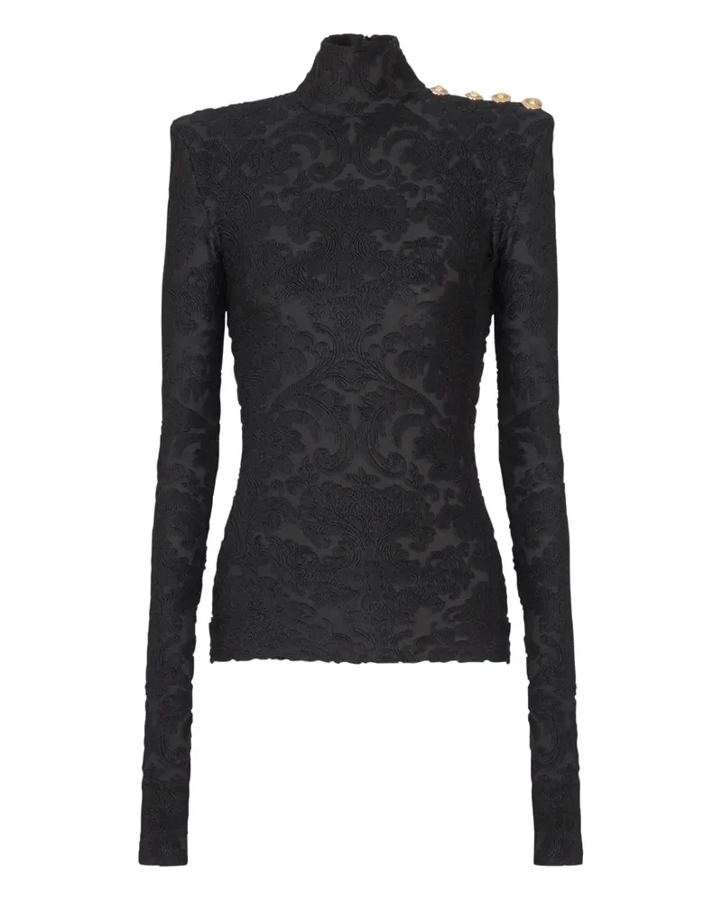 Balmain Langarmshirt mit Barockmuster - Schwarz Schwarz