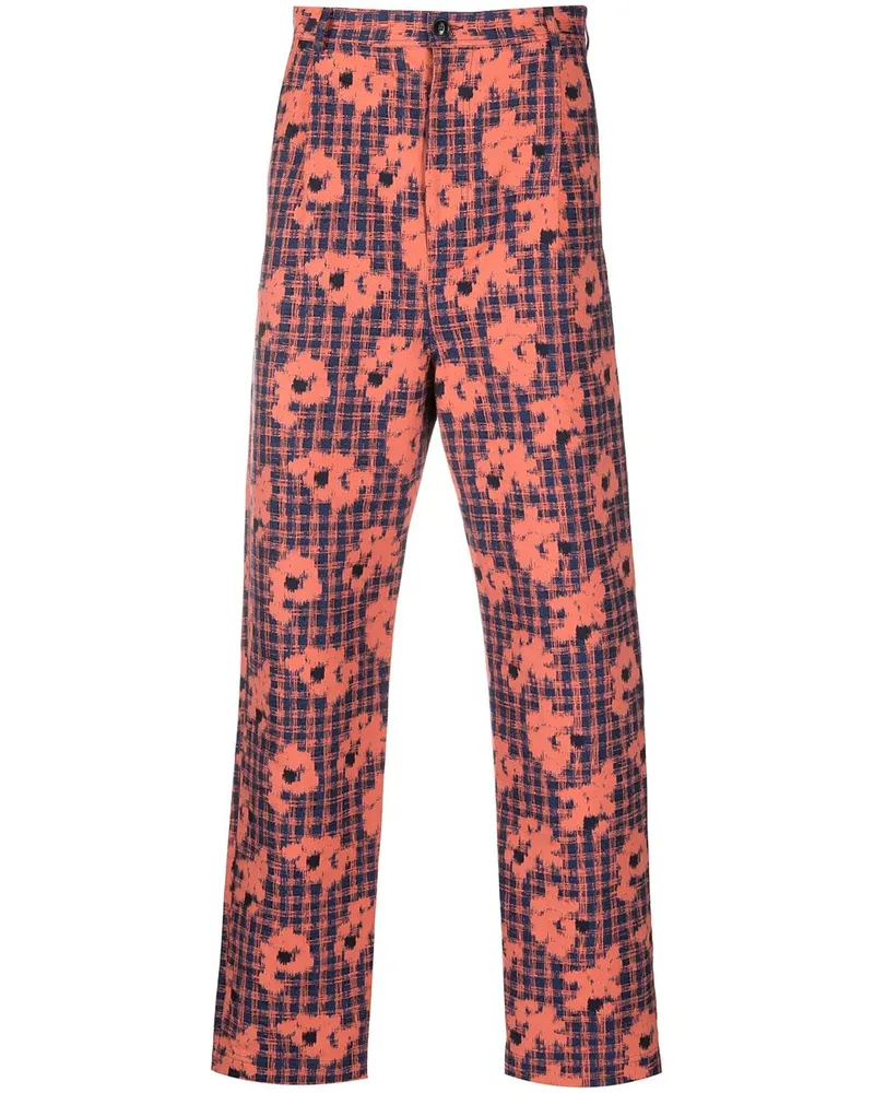 Henrik Vibskov Schmale Hose mit Blumen-Print Orange