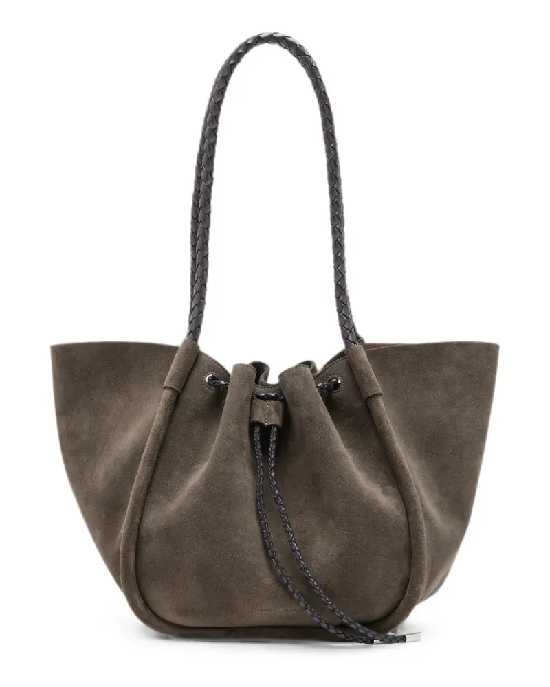 Proenza Schouler Große Ruched Tote Bag aus Wildleder und geflochtenem Kalbsleder - Braun Braun