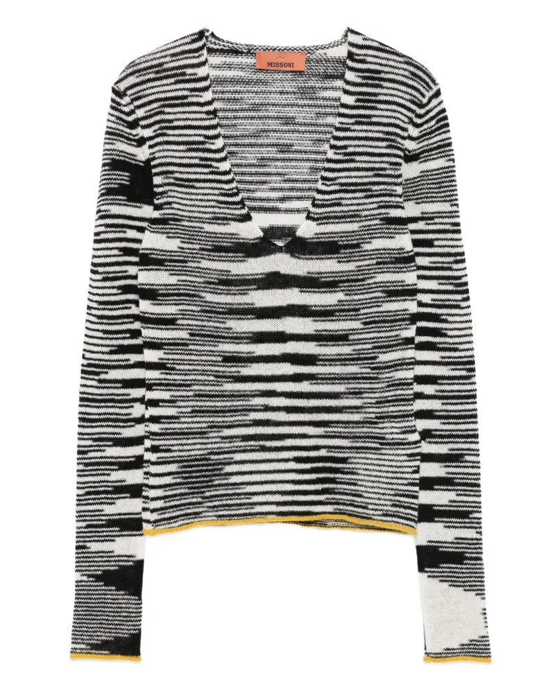 Missoni Gestreifter Pullover mit V-Ausschnitt - Schwarz Schwarz