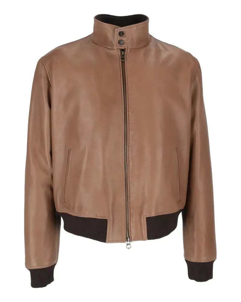 Stewart Jeff Lederjacke mit Reißverschluss - Braun Braun