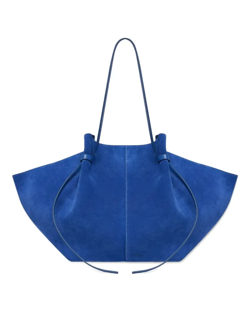 YUZEFI large Mochi suede shoulder bag - Blau Blau