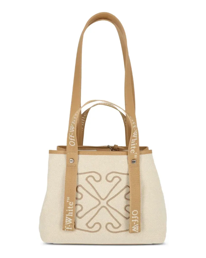 OFF-WHITE logo-strap tote bag - Nude Nude