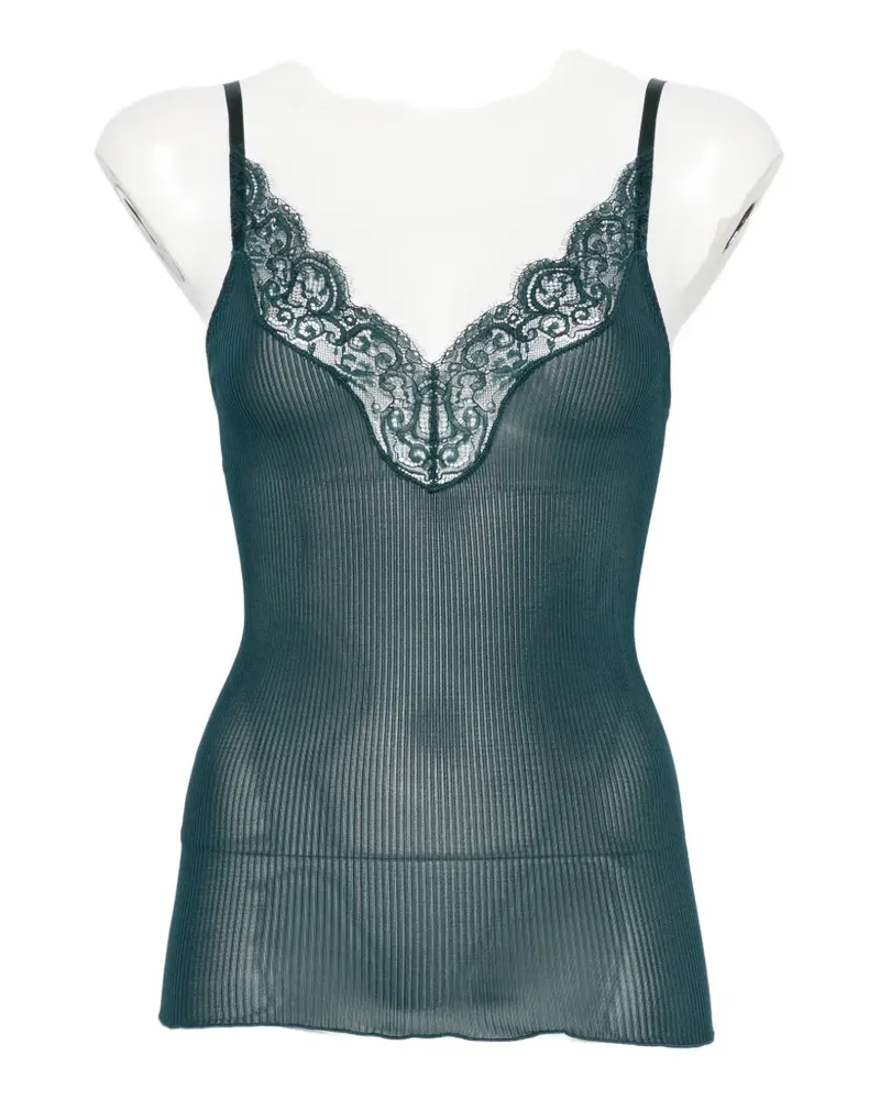 Saint Laurent lace-trim ribbed camisole top - Nude Nude