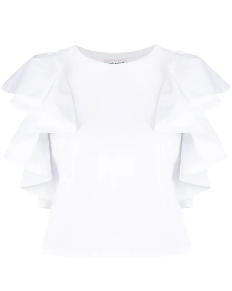 Alexander McQueen Cropped-Oberteil mit kurzen Ärmeln - Weiß Weiß