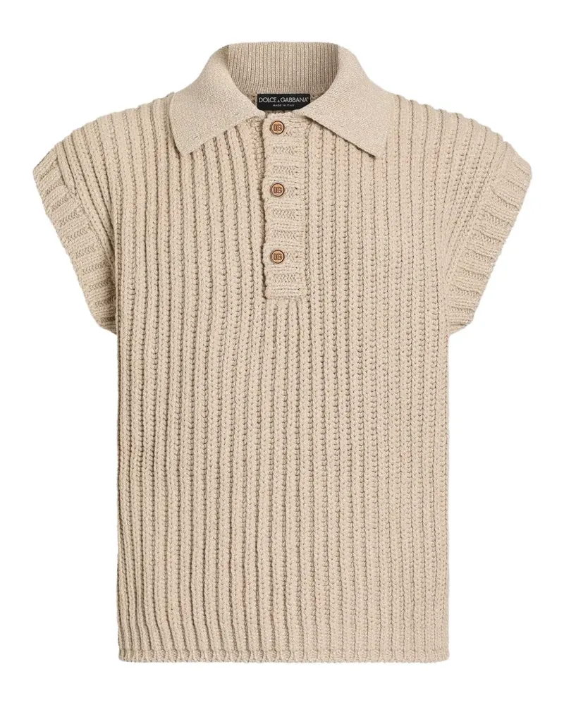 Dolce & Gabbana Poloshirt aus Patentstrick - Nude Nude