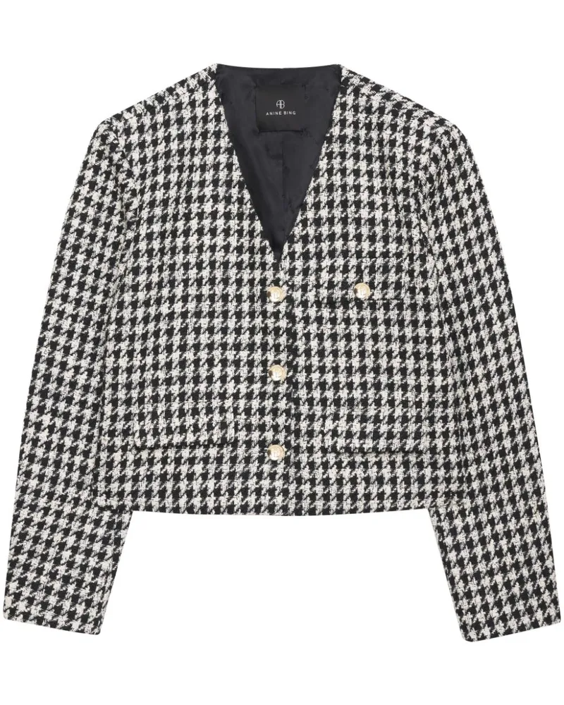 Anine Bing Cara Blazer mit Hahnentrittmuster - Schwarz Schwarz