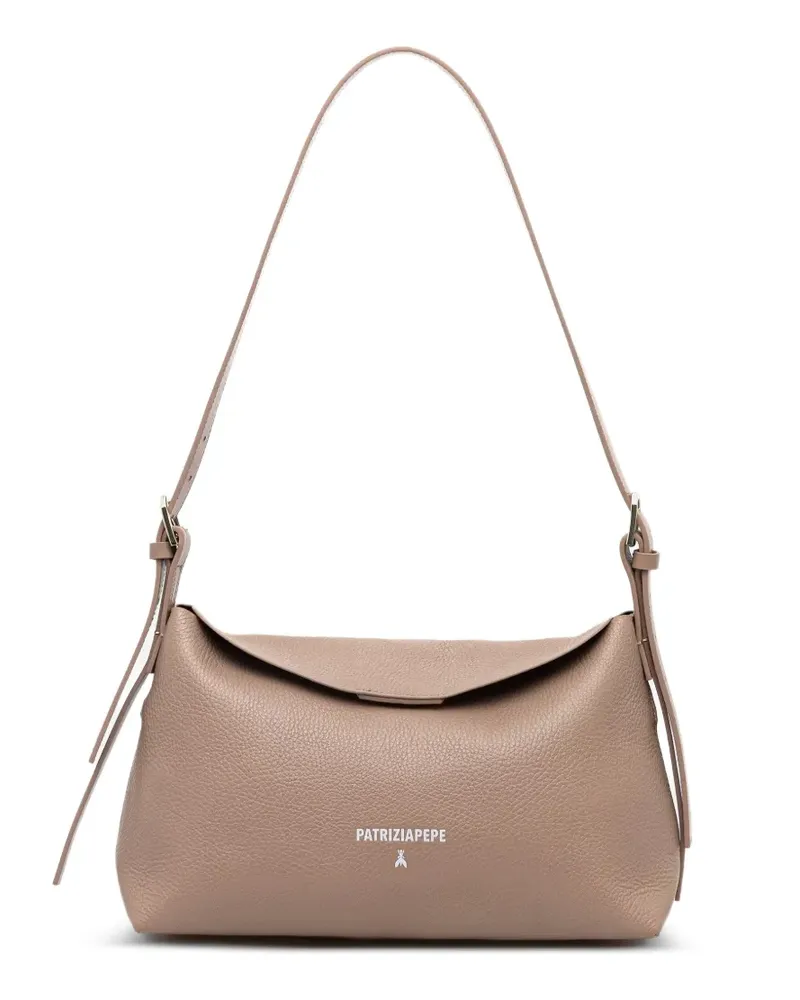 Patrizia Pepe grained-leather shoulder bag - Nude Nude