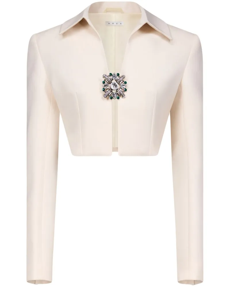 Area Cropped-Jacke mit Kristallbrosche - Weiß Weiß