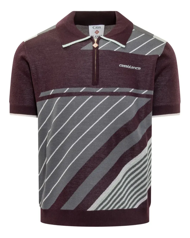 Casablanca Paris Poloshirt mit diagonalen Streifen - Rot Rot