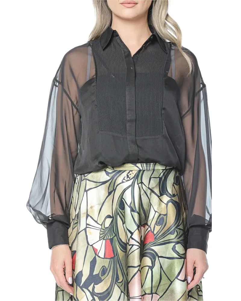 Ted Baker Rasiia Sheer-Hemd mit Latzdetail - Schwarz Schwarz