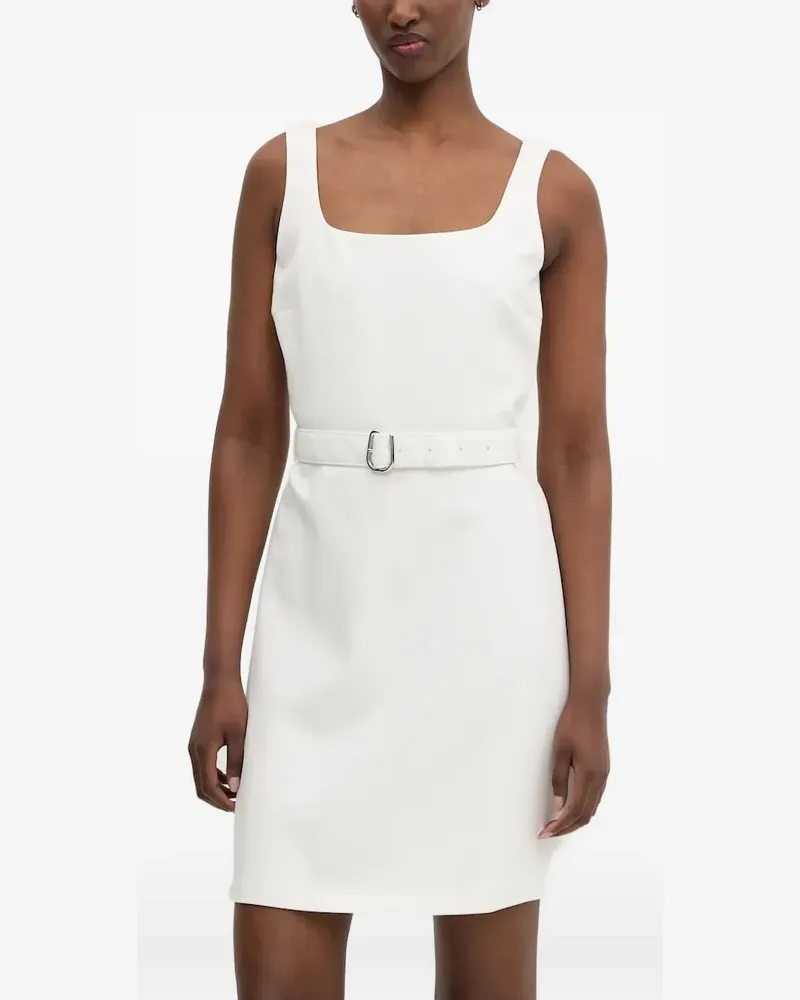 HUGO BOSS Gürtel-Minikleid mit eckigem Ausschnitt - Weiß Weiß