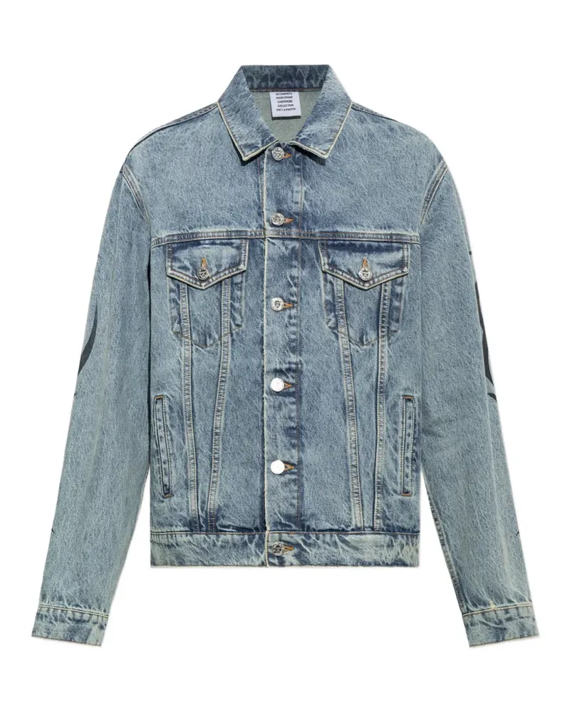 VETEMENTS graphic-print denim jacket - Blau Blau