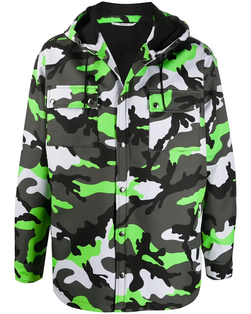 Valentino Garavani Kapuzenjacke mit Camouflage-Print - Grün Grün