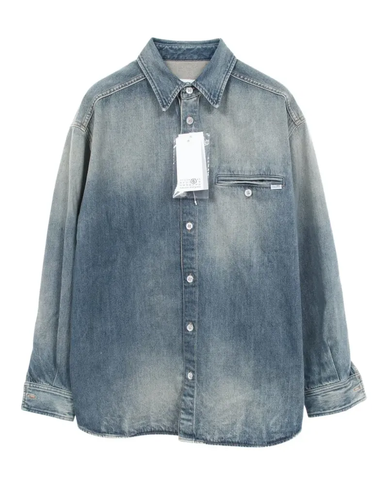 Maison Margiela 2020s Hemd mit Logo-Patch - Blau Blau