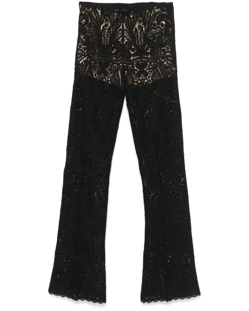 Twin-Set Hose mit Spitzeneinsätzen - Schwarz Schwarz