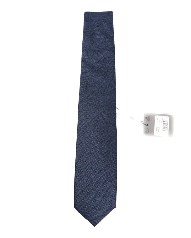 Corneliani textured pointed tie - Blau Blau
