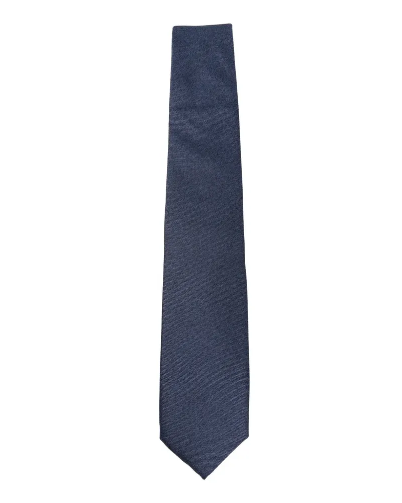 Corneliani textured pointed tie - Blau Blau