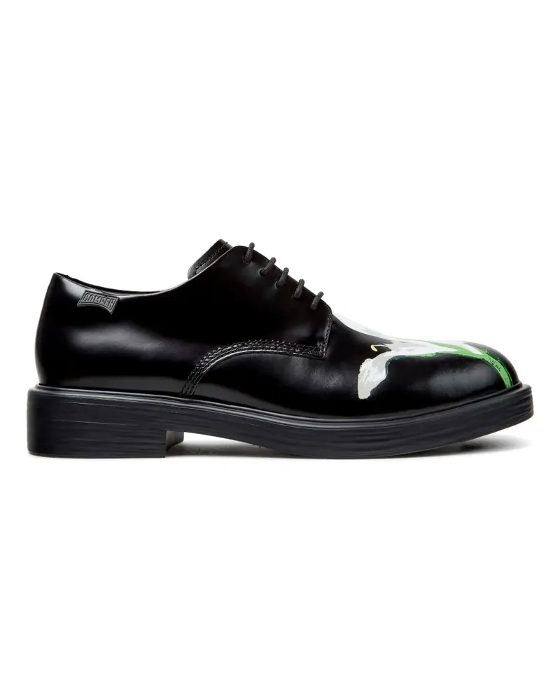 Camper Twins Schnürschuhe mit Blumen-Print - Schwarz Schwarz