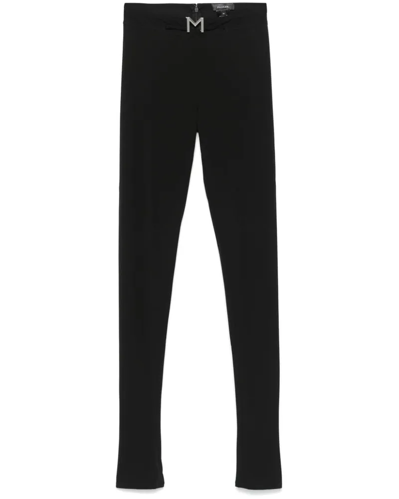 Thierry Mugler Schmale Hose mit M-Schild - Schwarz Schwarz