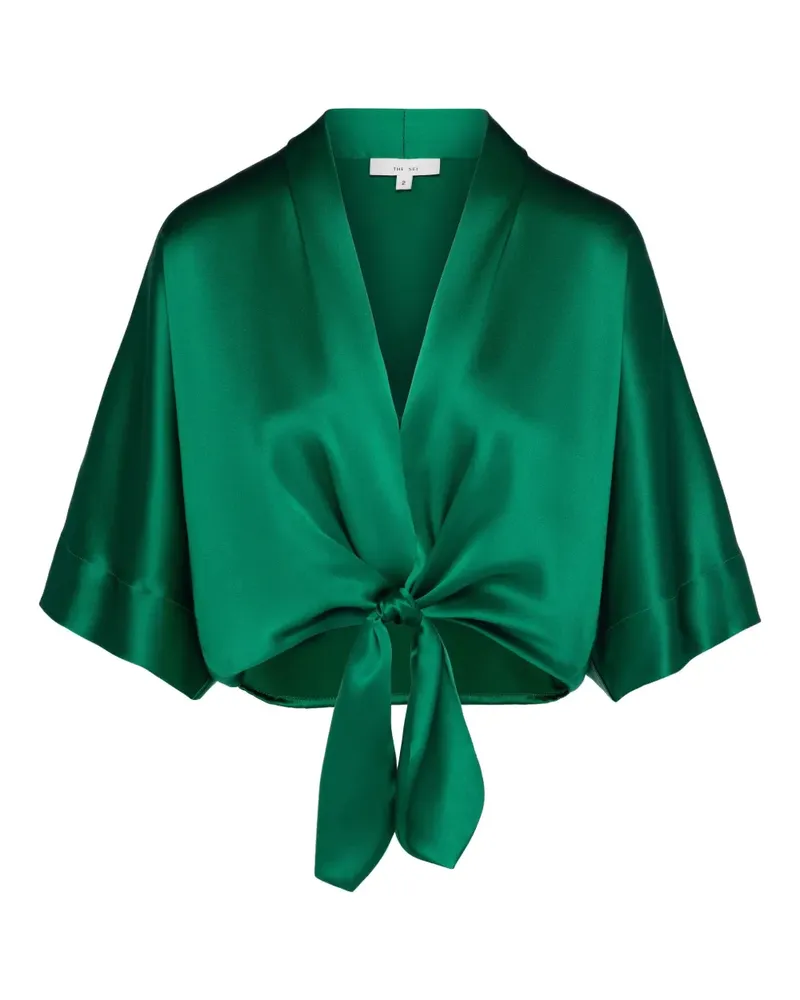 The Sei Kurzärmelige Bluse mit Schnürung - Grün Grün