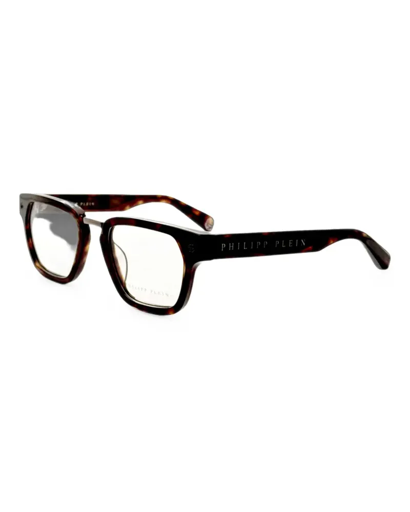 Philipp Plein Eckige Brille in Schildpattoptik - Braun Braun