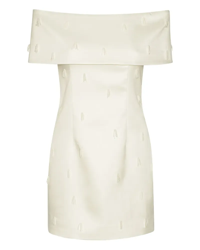 ROTATE Birger Christensen Schulterfreies Kleid mit Perlen - Weiß Weiß