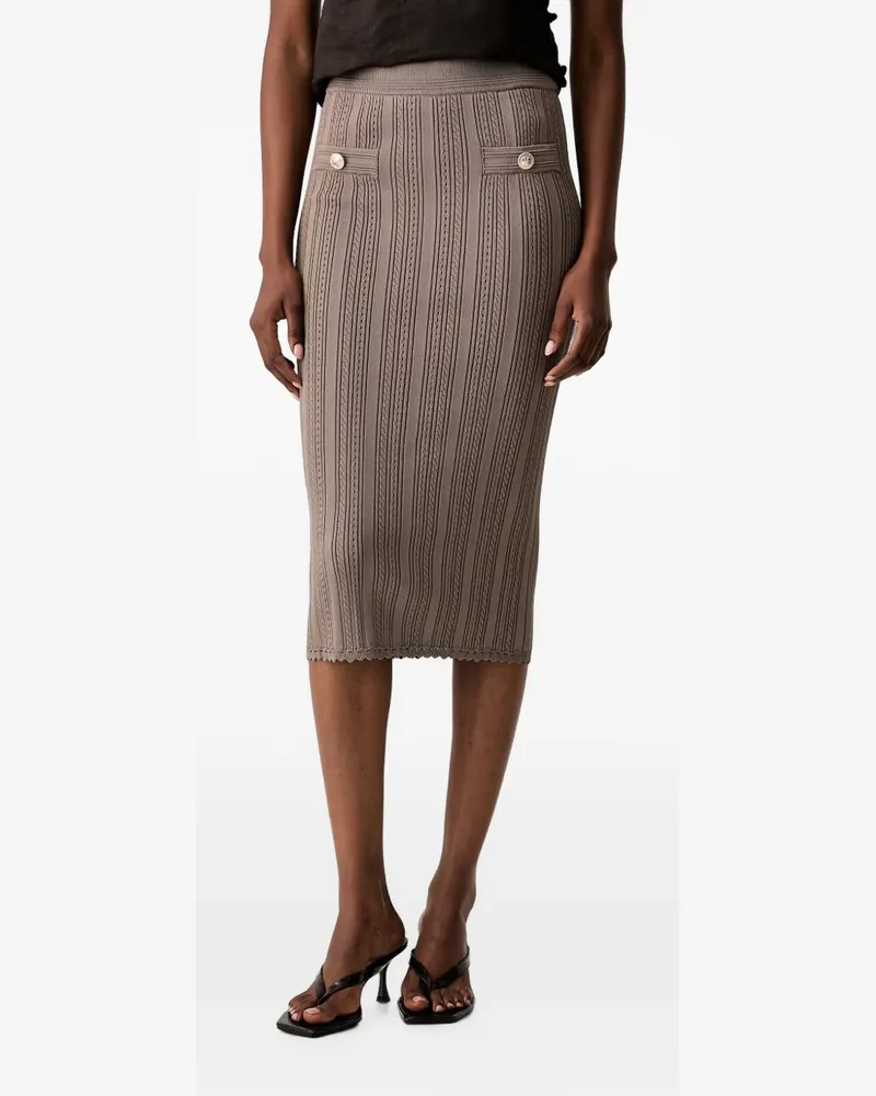 Guess cable-knit button-detail midi skirt - Nude Nude